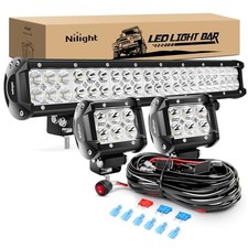 - ZH002 20Inch 126W Spot Flood Combo Off White - 1 Bar 2 Pods Wiring Kit