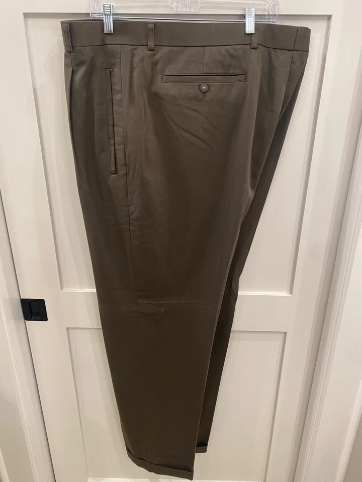 Lote de 4 pares de pantalones de vestir plisados Cutter & Buck para hombre 50Bx32 marrón, azul, negro Foto 4 de 4