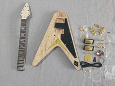 DIY Flying V Electric Guitar Kit 6string 22frets solid bolt-on neck GD part