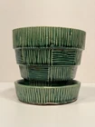 Vintage Ceramic Green McCoy Basketweave Planter - Signed