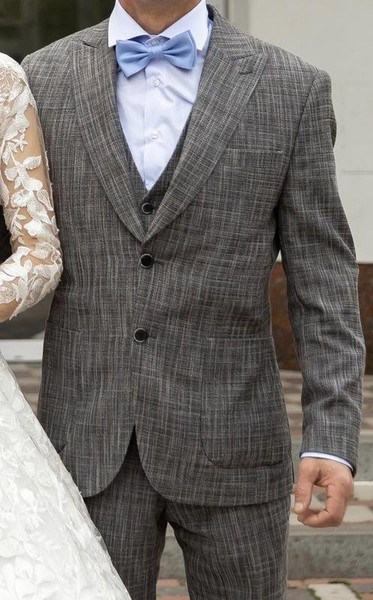 Men Suit Grey Wool 46