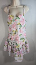 Fantasies by Morgan Taylor Nightgown Slip Dress Floral Silky Medium Vintage BU