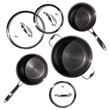 HexClad 6-Piece Stainless Steel Hybrid Cookware Set – Nonstick, Induction & Oven