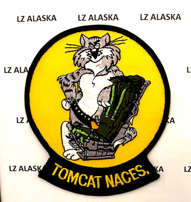 US NAVY TOMCAT NACES PATCH -TOMCAT LEANING ON THE F-14 EJECTION SEAT- (N9)