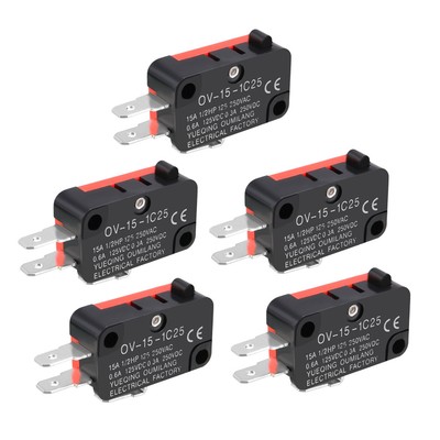 5 St OV-15-1C25 15A 125/250 V AC 3 Anschlüsse Druckknopfart Mikro Endschalter