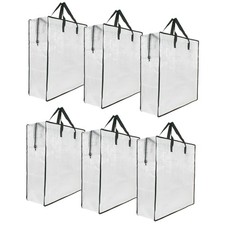 6 Pack Clear Storage Bags with Zipper and Handles, Blanket Bags For Closet St...