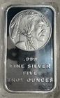 INDIAN HEAD BUFFALO 5 Troy Ounce .999 Fine Silver Bar