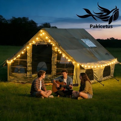 PAKICETUS 4-6 Person Family Air Tent, Tunnel & Cabin Pop Up Air Tent With Pump