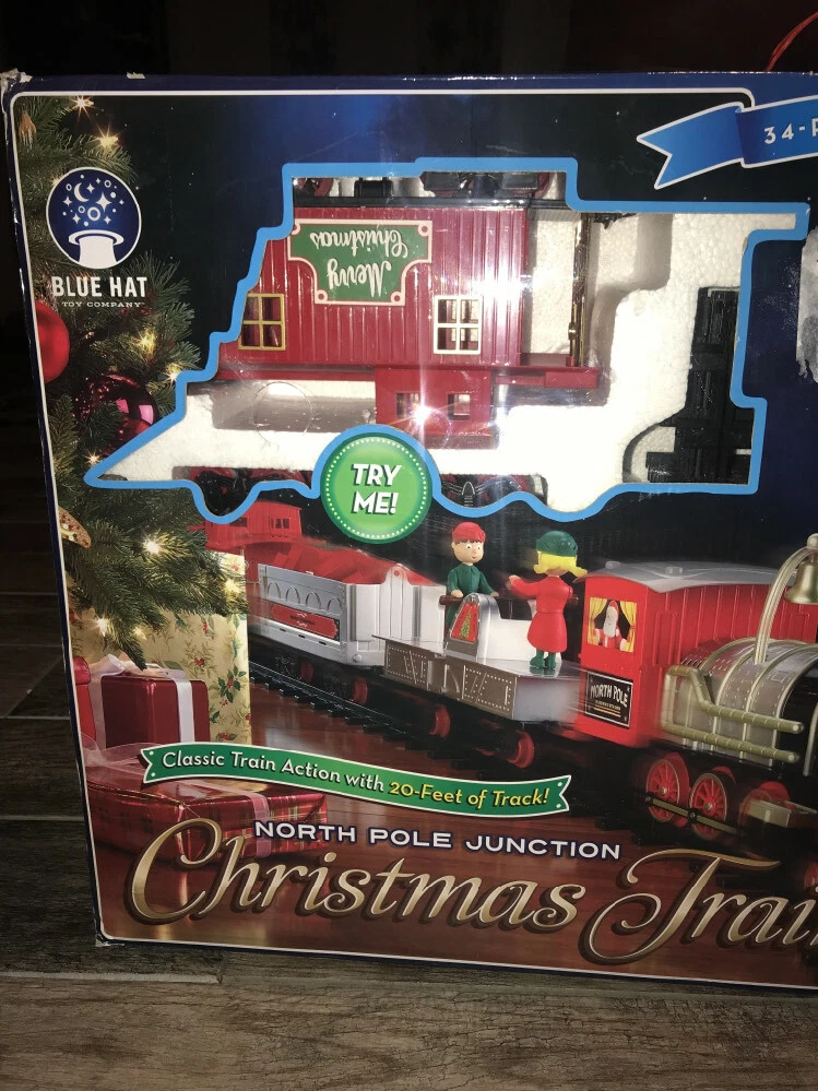Blue hat toy company christmas sale train