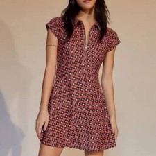 Urban Outfitters Arlo Zip Up Mini Dress Size M Skater Fit Flare Retro 70s Y2K