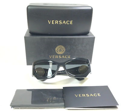 Versace Black and Gold Sunglasses with Cat-Eye Frame Greca Cat-Eye Sunglasses Black | VERSACE US main image 2