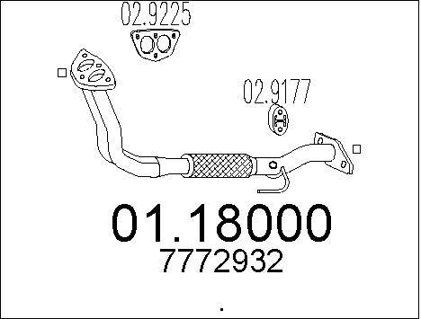 Tuyau d'échappement Fiat Punto 55 1.1 ligne intermédiaire moteur essence 1108cc