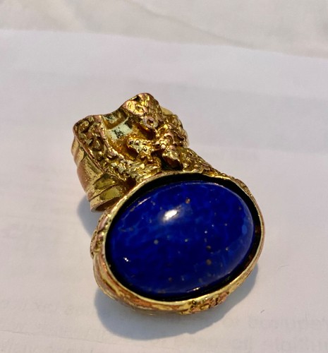 Yves Saint Laurent Arty Ring : Gold & Blue Crystal - Size 6 - Picture 6 of 6