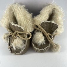 Baby Shoes Moccasins Brown Faux Fur Sleepers Cute Babycore Winter