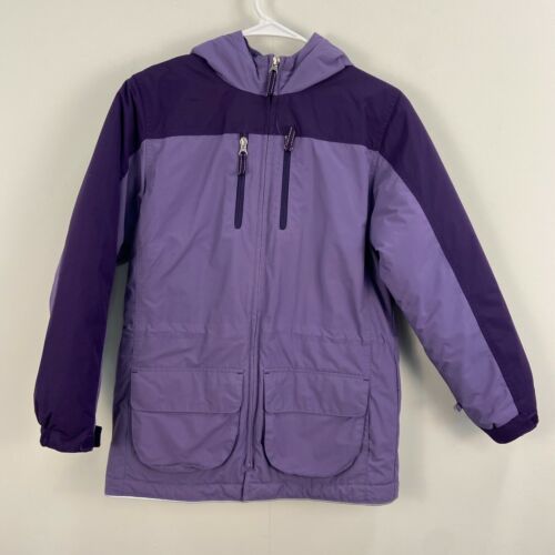 Lands End M 10-12 Youth Parka Jacket Coat Purple Quilted Nylon Winter Ski OSG18