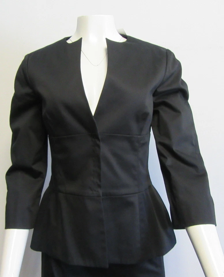 ALBERTA FERRETTI Traje Falda Peplum Mezcla Algodón Negro TALLA 44/8 Foto 3 de 4