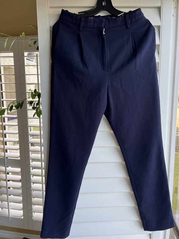 Lacoste High Waisted Pants Wool Blend Women's Size S US 26 EU 36 Navy Blue