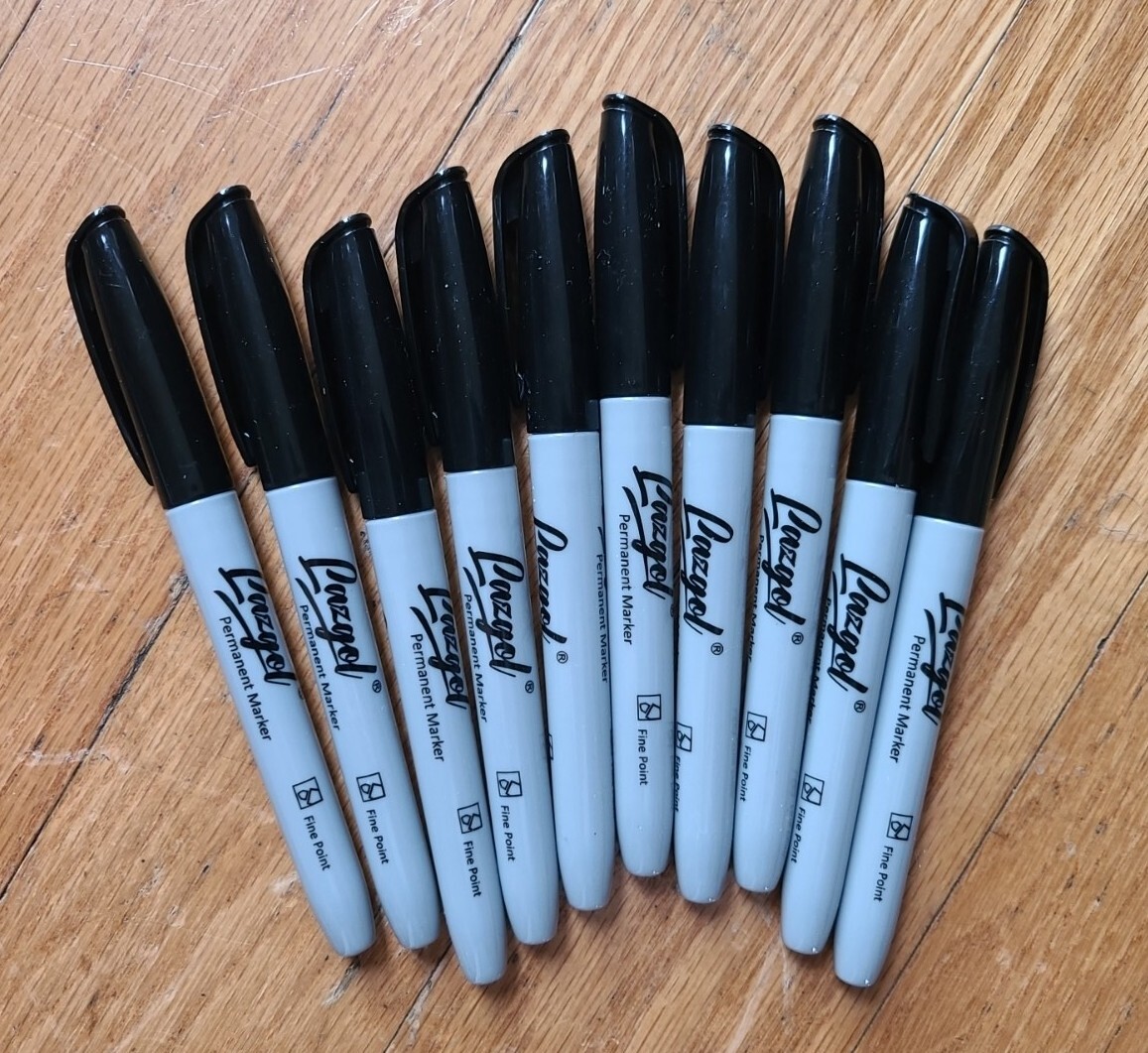 LAZGOL Permanent Markers Bulk Lot Of 10 Pack 1 Count (Pack of 10), Black, Grey 