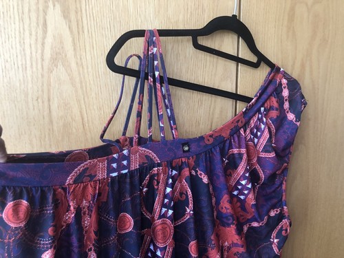 Apple Bottoms Designer One Shoulder Pink/Purple Patterned Wrap Dress 3XUS £12New - 第 8/9 張圖片