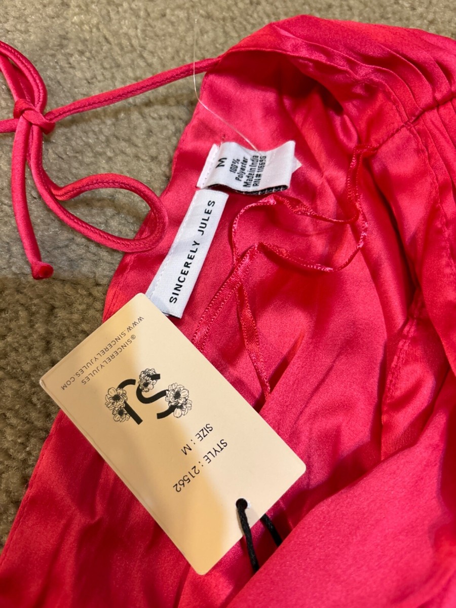 Sincerely Jules Sleeveless deep plunge V Neck Ruffle solid pink