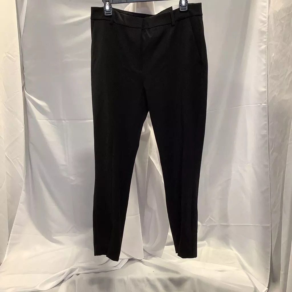 Express Womens Cropped Skinny Pants Black High Rise Front Slit Stretch 12 R  New