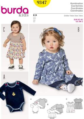 Schnittmuster Burda 9347 Kinderkombination Gr. 62-92 (3M-2 Jahre)