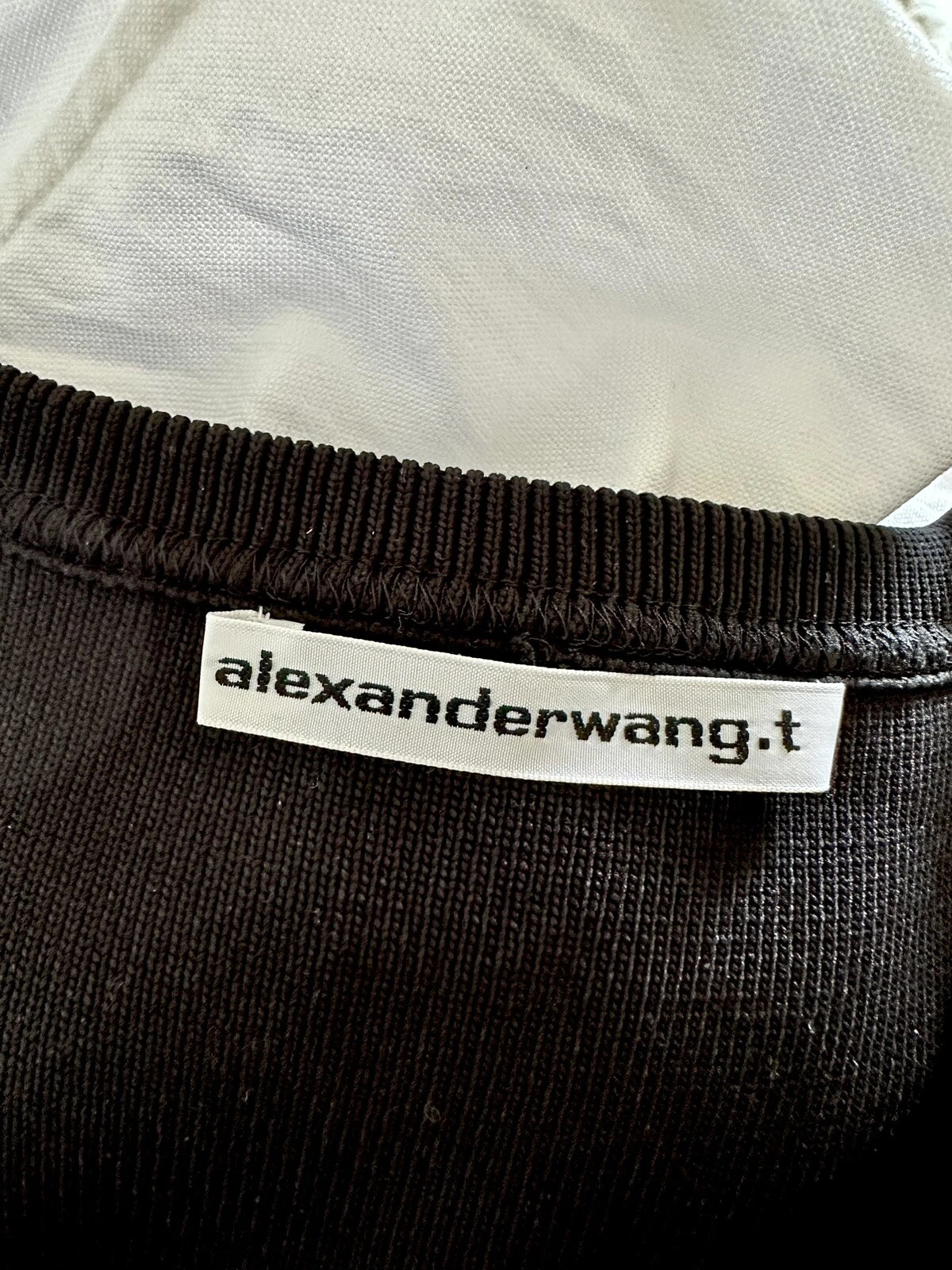 Camicia a costine Alexander Wang a due strati manica canottiera abito S nero bianco