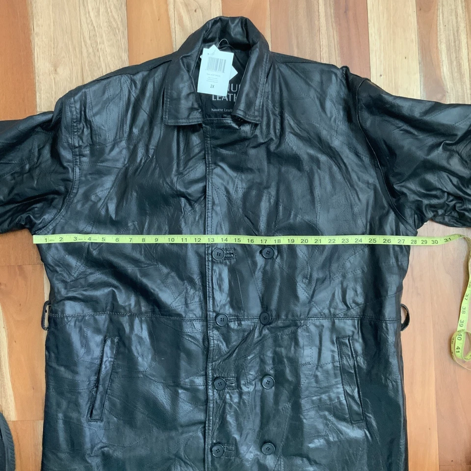 Gabardina Giovanni Navarra Italiana Diseño Piedra Mujer Cuero Negra Talla 2X NUEVA CON ETIQUETAS Foto 4 de 4