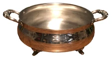 Vintage English Silver Mfg Corp 8.5" Plated Footed Serving Bowl W/ Side Handles