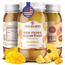 Wildcrafted Irish Sea Moss Gel Made with Dried Seaweed Seamoss | Mango Pineapple