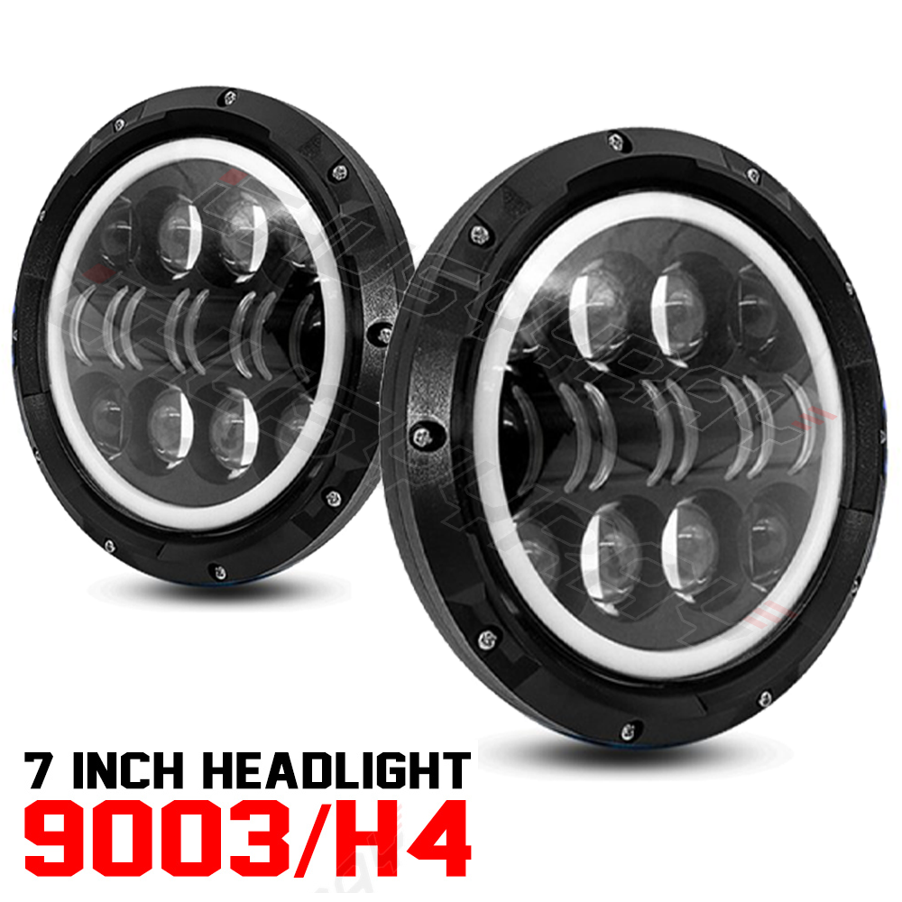 2PCS 7-Inch Round LED Headlights Hi/Lo Beam Chrome for Ford F100 F150 F250 Pickup Truck