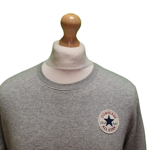 E10 Mens Converse Grey Crew Neck L/sleeve Sports Sweatshirt Uk M Eu 50 - Picture 2 of 5