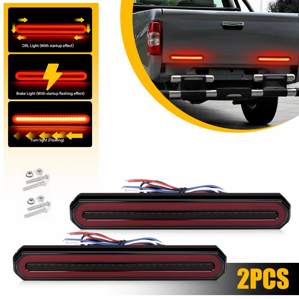 2x Red/Amber Oval LED Truck Trailer Flowing DRL 9
