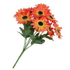 Factory Direct Craft Colorful Orange Poly Silk Artificial Sunflower Bush