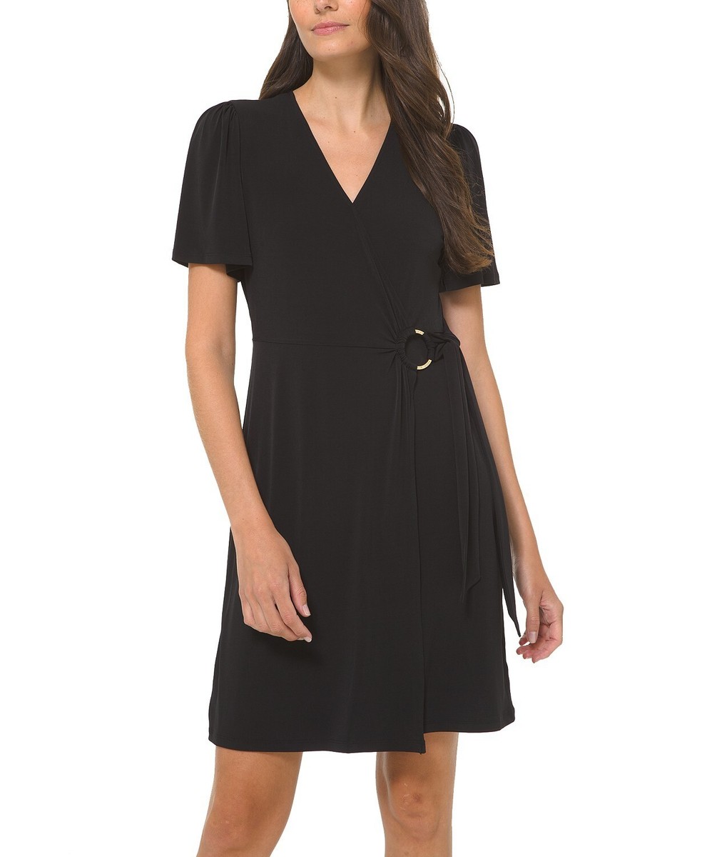 MICHAEL Michael Kors Woman Black Ring Faux-Wrap Dress XS