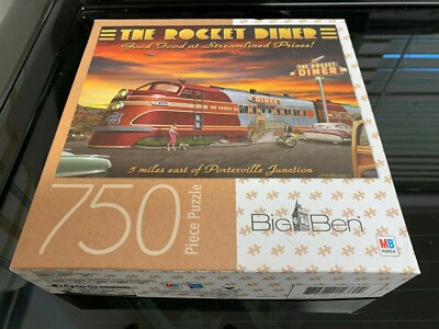 LARRY GROSSMAN THE ROCKET DINER 750pc PUZZLE 20''x27 + Bread & Wine 550pc puzzle 