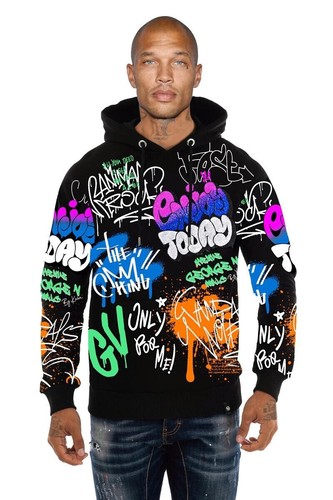 Avenue George V Paris Men fashion black Long Sleeve hoodie Multicolor Rhinestone - 第 1/3 張圖片