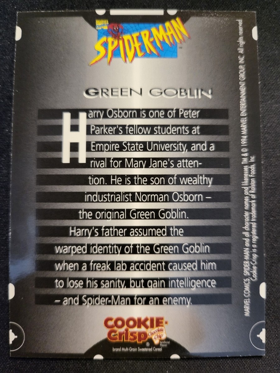 1994 Marvel Comics Cookie Crisp Green Goblin Spider-man Card Frame