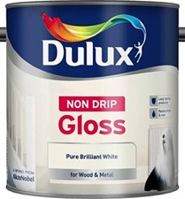 SALE Dulux Non Drip Gloss Paint Brillant White Wood & Metal 2.5L