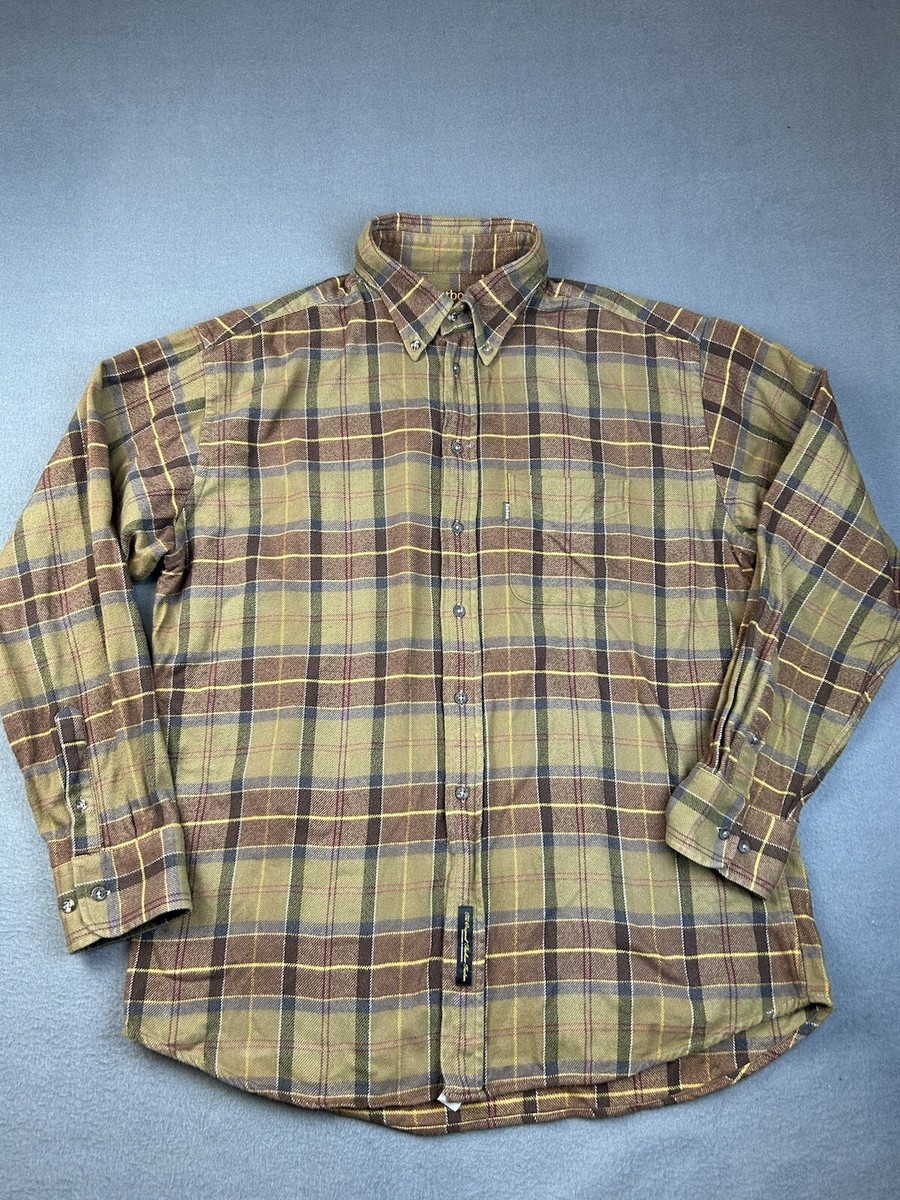 BARBOUR Tartan Brown Long Sleeve Shirt XL Mens Checked Outdoors