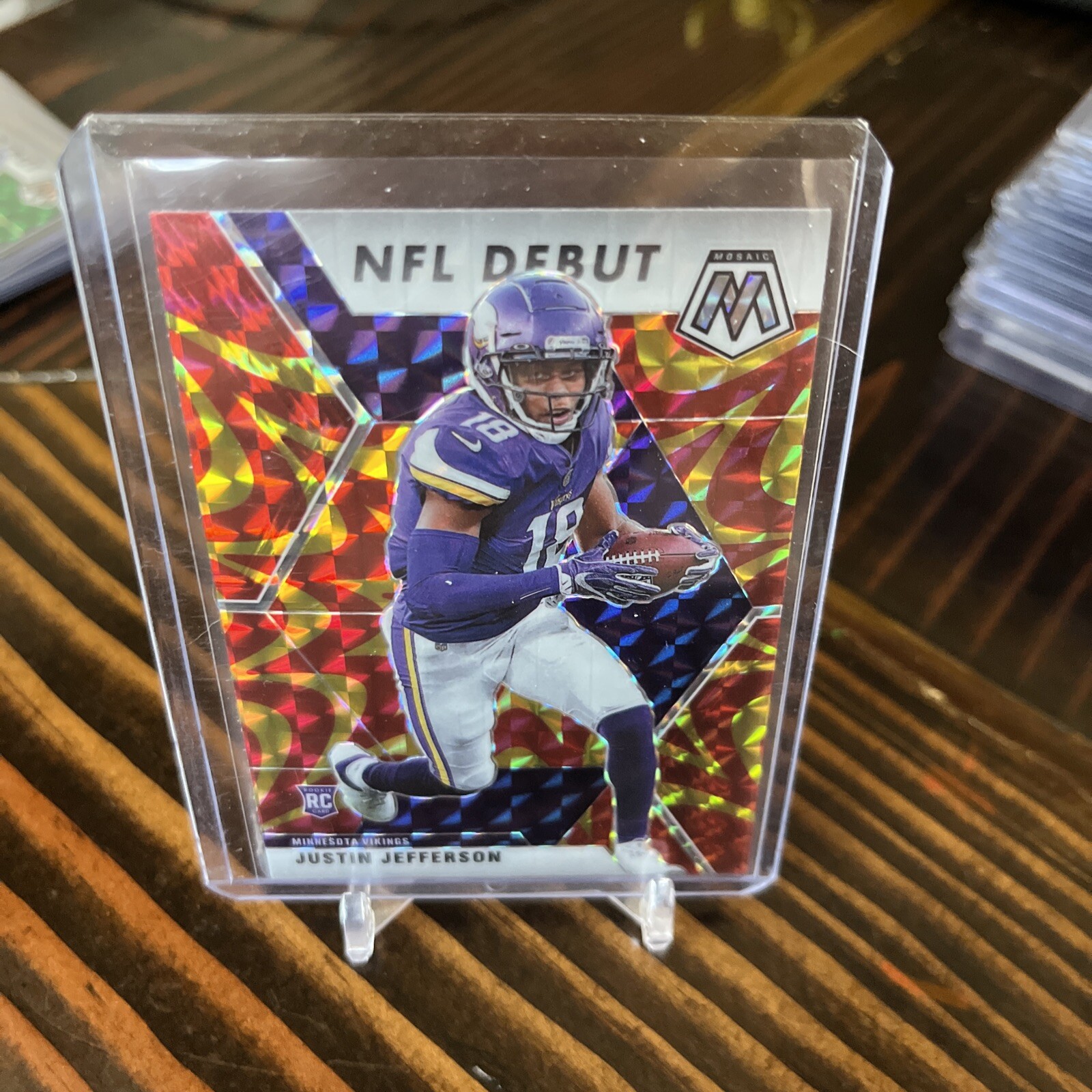 2020 Mosaic Justin Jefferson RC NFL Debut Reactive Orange Prizm Vikings Rookie!