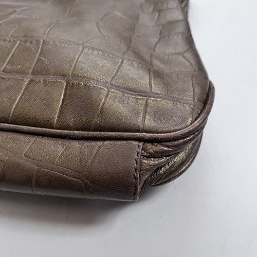 Vintage Y2K Cynthia Rowley Embossed Bronze Leather Fold Over Clutch - Picture 11 of 15