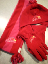 Set 3 DISNEY PRINCESS PINK Fleece Hat, Scarf  Gloves Set Girl's LARGE Free Ship