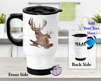 Personalized Stainless Steel Tumbler 14oz Travel Mug Deer Bug Design with Name