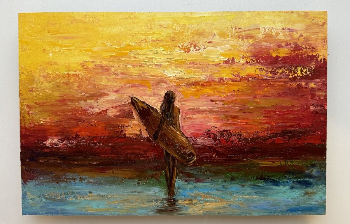 サーフィン 女性 油絵 s-l1200.jpg