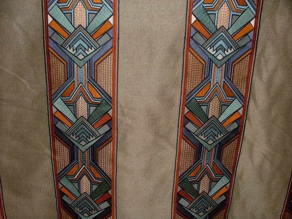 Art Deco Embroidered Gatsby Moonlight Jacquard Curtain Upholstery Cushion Fabric - Image 2 of 4