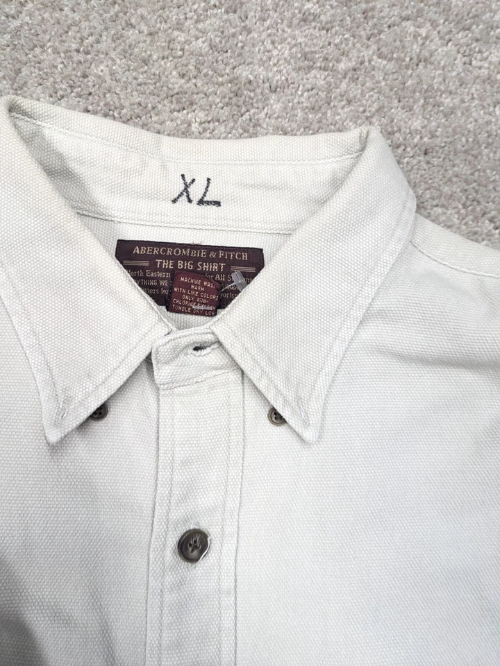 Abercrombie & Fitch The Big Shirt Brushpopper Mens XL Extra Large Button Cotton - Image 4 of 4