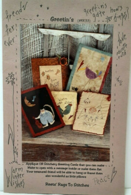 1997 Vtg. Reet's Rags To Stitches Pattern #RR33 Applique/Stitchery Blocks/Cards