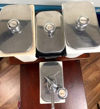 Vintage, Hard Plastic and Hall Porcelain Ice Cream Topping Containers