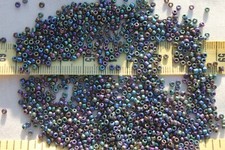 10/0 Old Time Vintage Venetian Black Iris Glass Seed Beads Crafts Jewelry/1oz